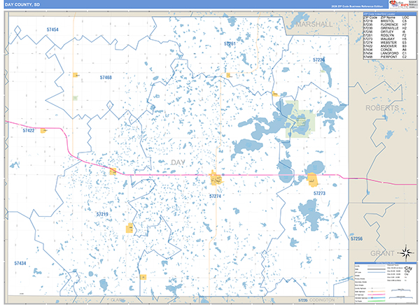 Day County, SD Carrier Route Wall Map