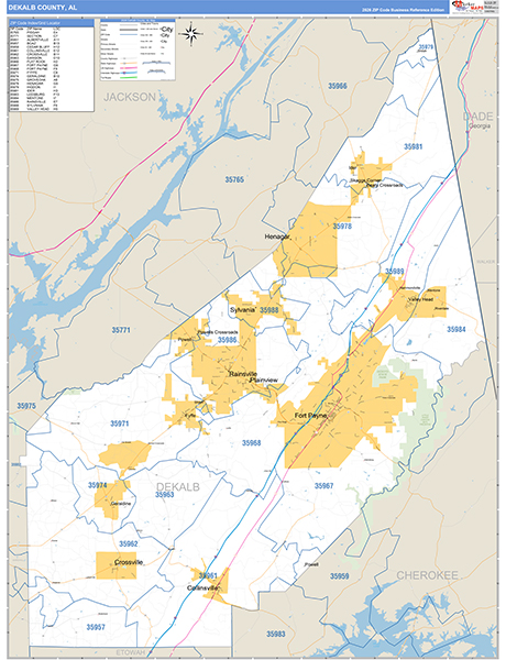 DeKalb County, AL Zip Code Map