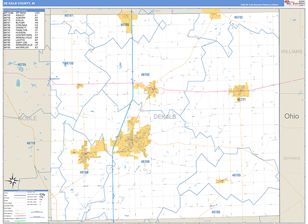 DeKalb County, IN Zip Code Map