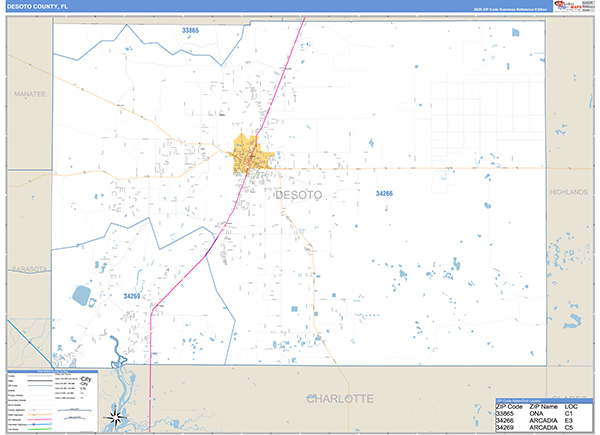DeSoto County, FL Zip Code Map