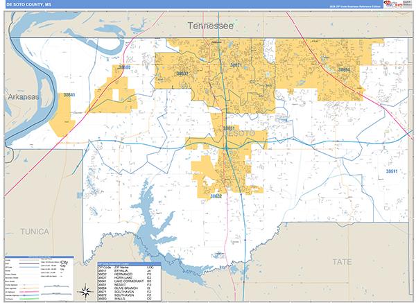 DeSoto County, MS Zip Code Map