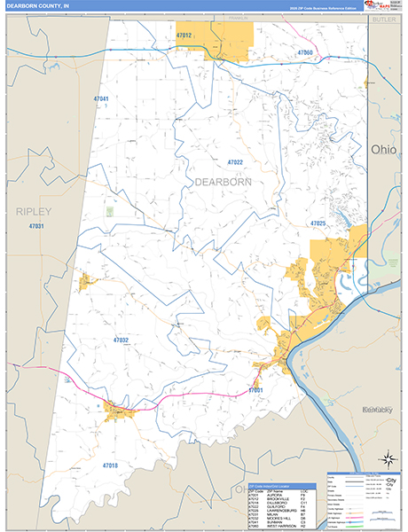 Dearborn County, IN Zip Code Map