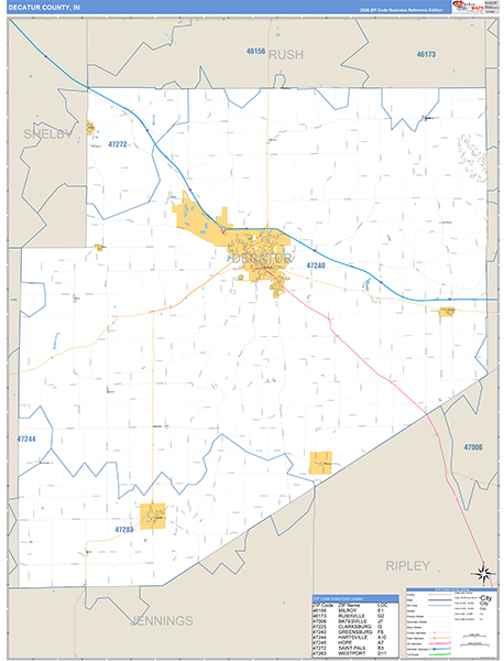 Decatur County, IN Zip Code Map