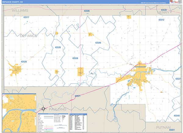 Defiance County, OH Zip Code Map
