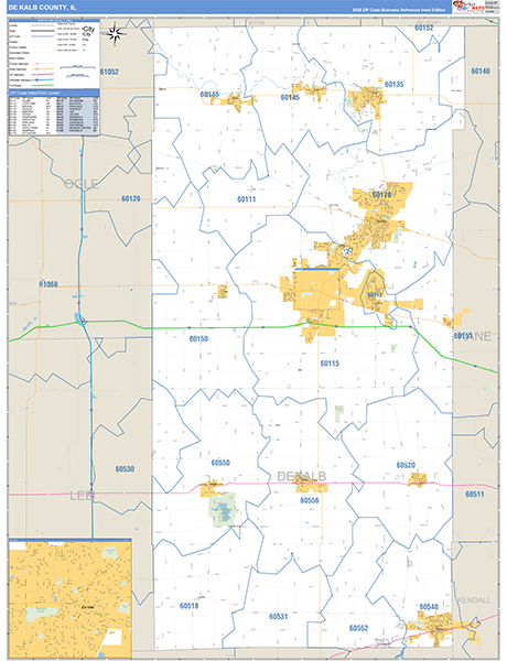 Dekalb County, IL Wall Map