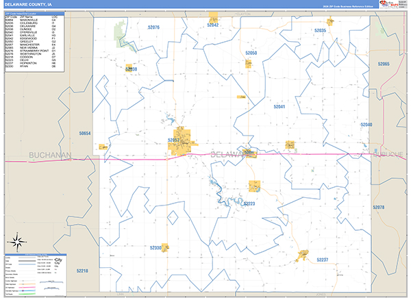 Delaware County, IA Carrier Route Wall Map