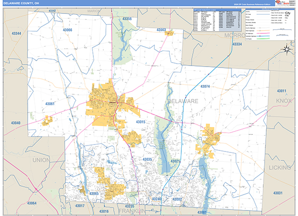 Delaware County, OH Zip Code Map