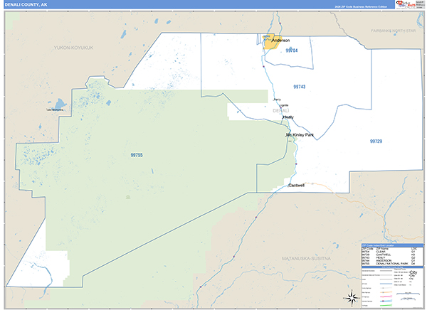 Denali Borough (County), AK Carrier Route Wall Map
