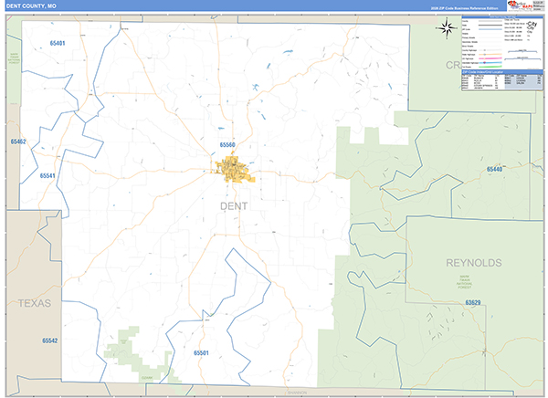 Dent County, MO Map Basic Style