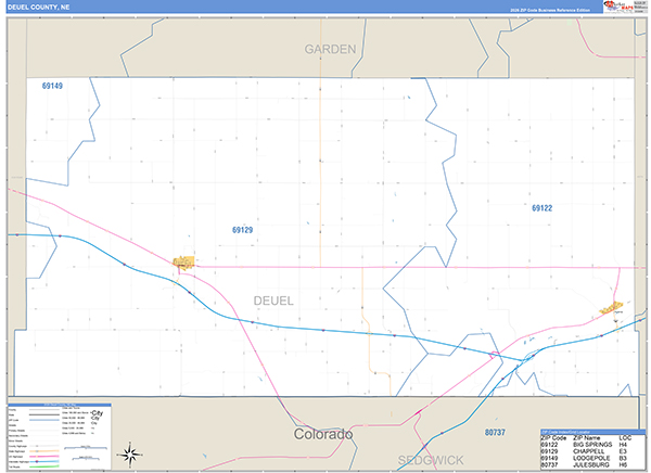 Deuel County, NE Zip Code Map