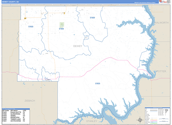 Dewey County, SD Carrier Route Wall Map