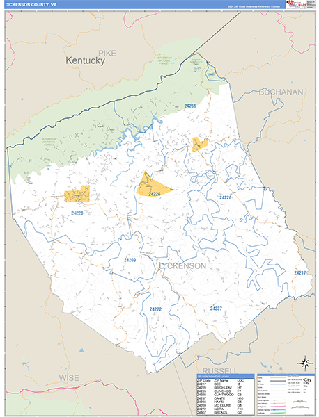 Dickenson County, VA Zip Code Map