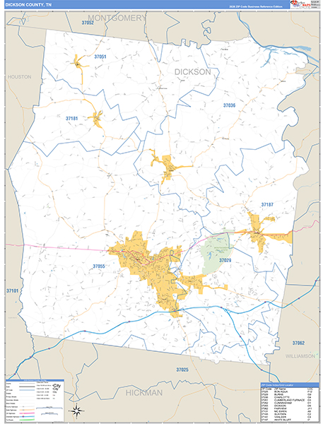 Dickson County, TN Zip Code Map