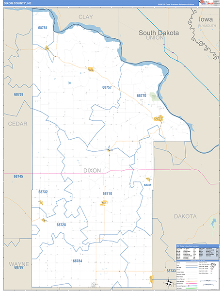 Dixon County, NE Zip Code Map