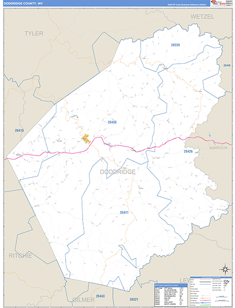 Doddridge County, WV Zip Code Map