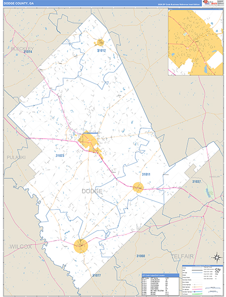 Dodge County, GA Zip Code Map