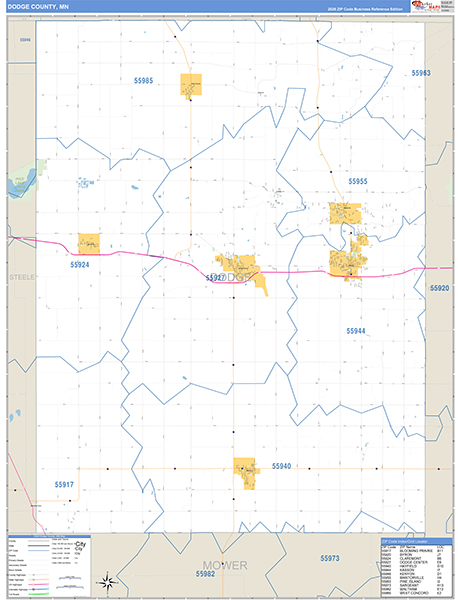 Dodge County, MN Zip Code Map