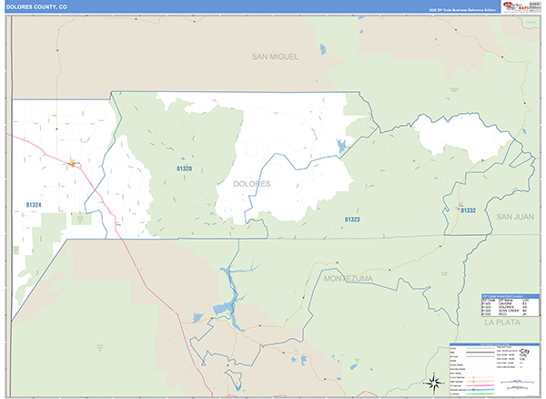 Dolores County, CO Zip Code Map