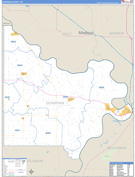 Doniphan County, KS Zip Code Wall Map