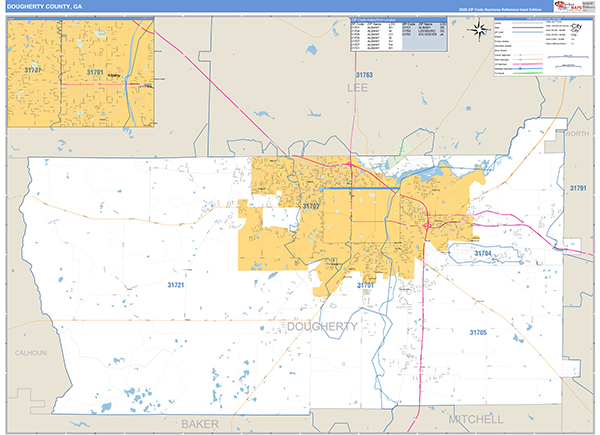 Dougherty County, GA Zip Code Map