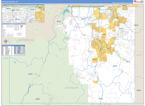 Douglas County, CO Zip Code Map