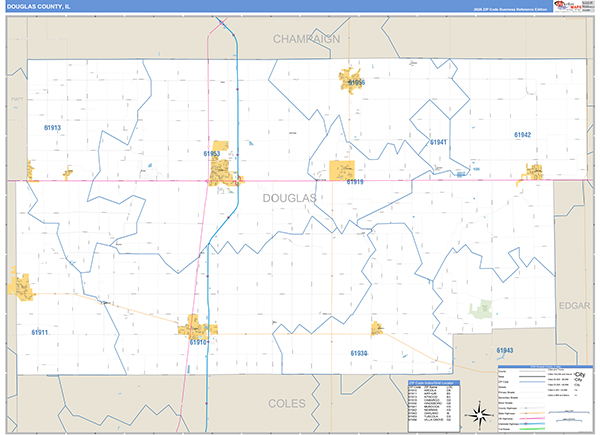 Douglas County, IL Zip Code Map