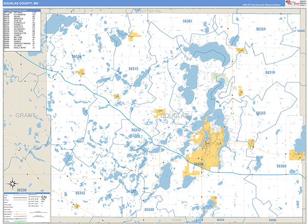 Douglas County, MN Zip Code Map