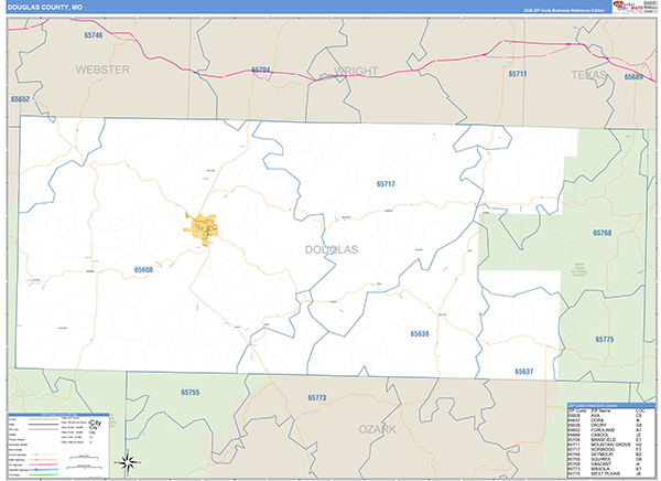 Douglas County, MO Map Basic Style