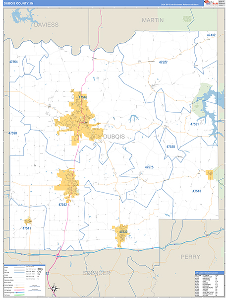 Dubois County, IN Zip Code Map