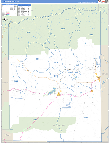 Duchesne County, UT Zip Code Map