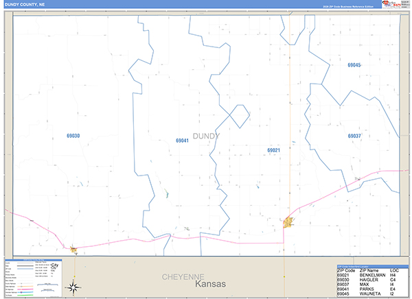 Dundy County, NE Zip Code Map