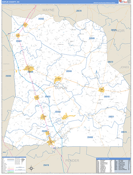 Duplin County, NC Zip Code Map