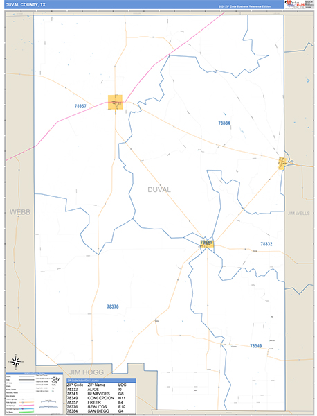Duval County, TX Zip Code Map