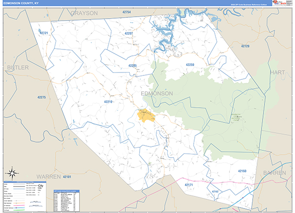 Edmonson County, KY Zip Code Map