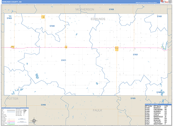 Edmunds County, SD Zip Code Map