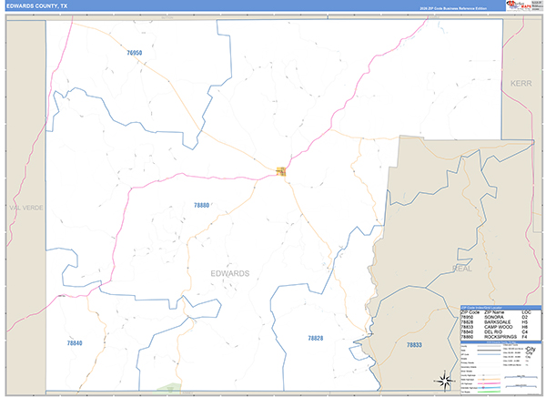 Edwards County, TX Zip Code Map