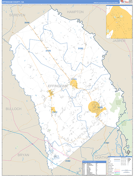 Effingham County, GA Zip Code Map