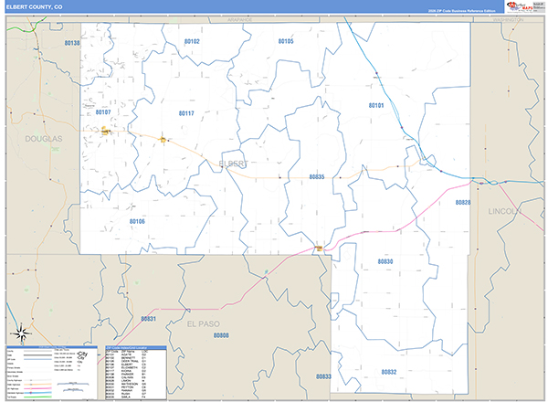 Elbert County, CO Zip Code Map