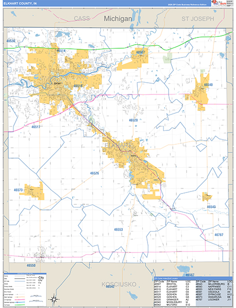 Elkhart County, IN Zip Code Map