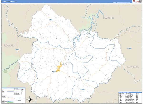 Elliott County, KY Zip Code Map