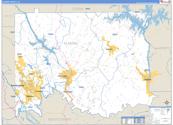Elmore County, AL Zip Code Map