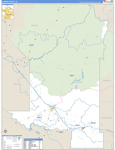 Elmore County, ID Zip Code Map