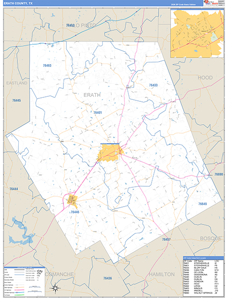 Erath County, TX Zip Code Map