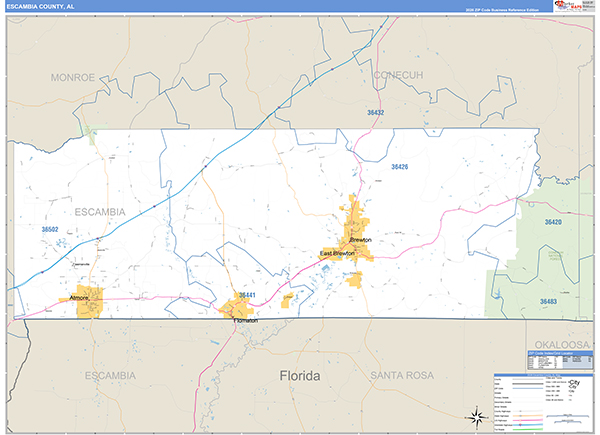 Escambia County, AL Zip Code Map