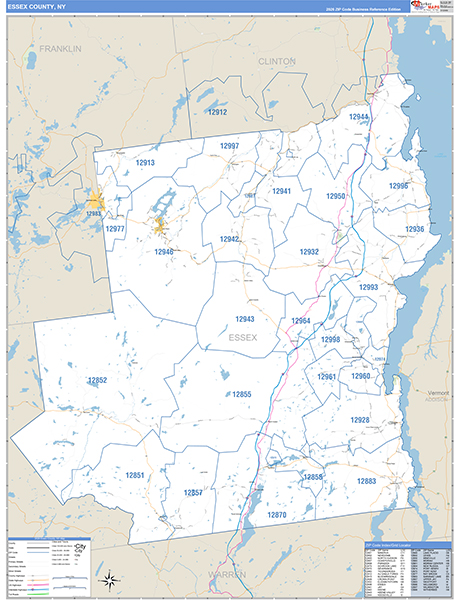Essex County, NY Zip Code Map