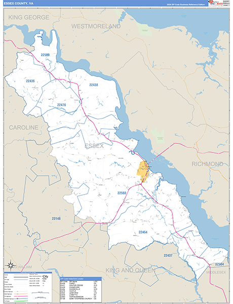 Essex County, VA Zip Code Map