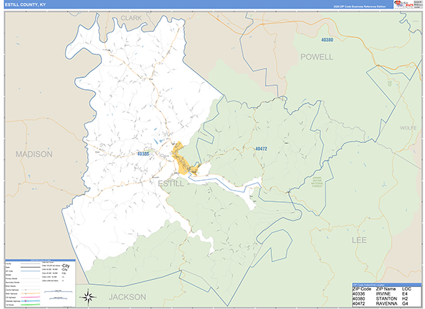 Estill County, KY Zip Code Map