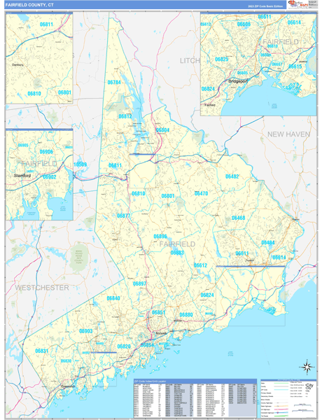 Fairfield County, CT Zip Code Map