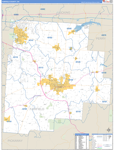 Fairfield County, OH Zip Code Map