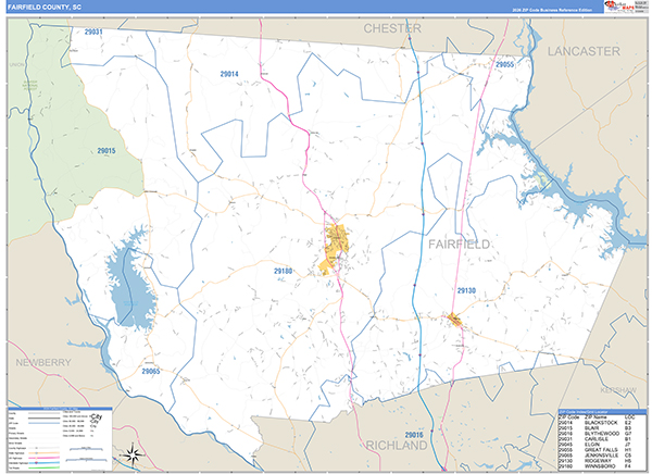 Fairfield County, SC Zip Code Map